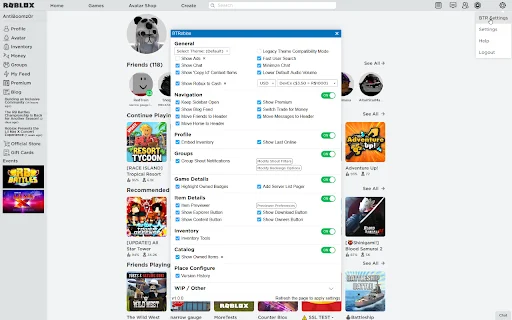BTRoblox: Mejora tu experiencia en Roblox – Descarga gratuita - Screenshot 1