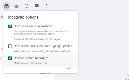 WAIncognito: Navega Invisible en WhatsApp Web – Descarga Gratis - Screenshot 1