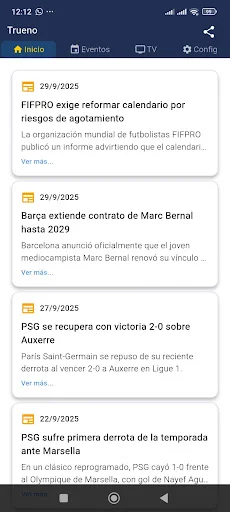 Descarga Trueno APK: Resultados y Noticias Deportivas al Instante - Screenshot 1