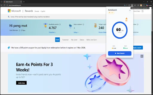 Bing Auto Search: Maximiza tus Microsoft Rewards automáticamente - Screenshot 1