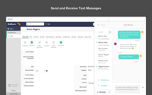 Sense Messaging para Chrome: Optimiza tu Reclutamiento SMS - Screenshot 1